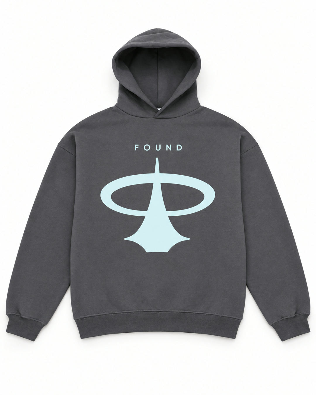 FOUND Restoration Hoodie in Ash, alternate flat front view